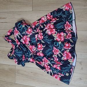 COCOPEAR Wom Elegant Crossover One Piece Swimdress Floral Skirted Swimsuit XL